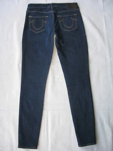 Pantalones de mezclilla True Religion Halle tiro medio súper ajustados para mujer talla 27 azul oscuro con elástico - Imagen 1 de 12