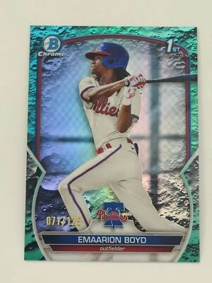 2023 Bowman Chrome BCP-128 Emaarion Boyd Aqua Lunar Crater Refractor /125 - Image 1 of 2