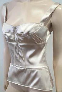 DOLCE & GABBANA Corsé Top Oro Pálido Brillo Sin Mangas Panelado Deshuesado 44 UK12 - Imagen 1 de 9