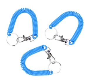 Spiral Retractable Stretchy Coil Keyring Lobster Clasp Key Chains - LOT of 3 - Picture 1 of 2
