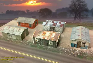 N Scale Buildings - (5) Weathered Sheds Cardstock kit set WP2 - Bild 1 von 5