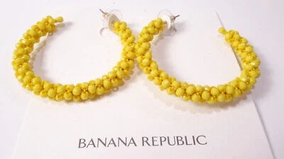 Banana Republic Women's Summer Friday Beads Hoop Earrings NWT 48 YELLOW - Image 1 of 4