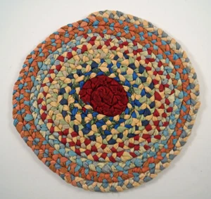 ANTIKES GEFLOCHTENES TISCHSET PRIMITIV COUNTRY AMERICANA VOLKSKUNST 30er-40er Jahre #6 - Bild 1 von 2