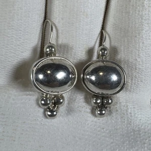 ✨VINTAGE MEXIKO 925 STERLINGSILBER FRANZÖSISCHE HAKEN OVAL KUPPEL TROPFEN OHRHÄNGER✨ - Bild 1 von 9