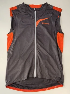 Craft Mens Cycling Vest Zip Large Grey Orange Back Pockets Zipper Sports Clothes - Image 1 of 4