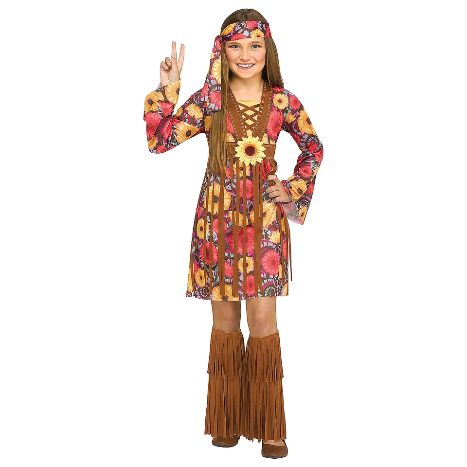 Kid's Flower Power Hippie Costume Child - Large 12-14 - Morris Costumes - Image 1 of 4