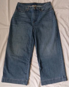 Duluth Trading Co. Wide-Leg Cropped Blue Jeans Boho Casual Womens Size 8 Regular - Picture 1 of 9