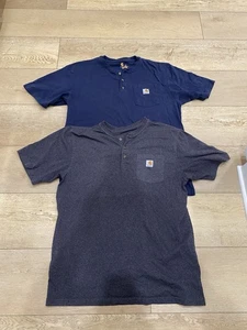 Carhartt Short Sleeve Henley Button Shirts Lot Loose Fit Original Fit Large Tall - Picture 1 of 12