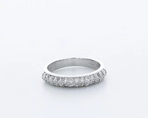 Vintage Ehering 0,5 kt natürliche Diamanten F/VS2 Rundschliff 14 K Weißgold pavefarben - Bild 1 von 4