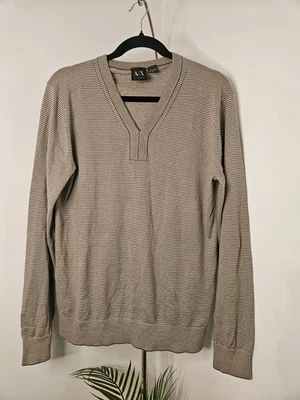 Suéter Armani Exchange Lana Merino Rayas Beige y Crema Talla M Foto 1 de 4