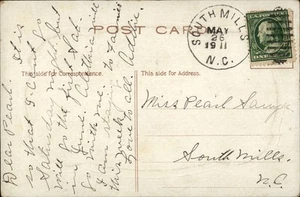 Postal de South Mills, Carolina del Norte con cancelación postal del condado de Camden de 1911 - Imagen 1 de 2
