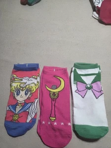 Sailor Moon Anime Damen 3er Set Söckchen Einheitsgröße - Bild 1 von 2