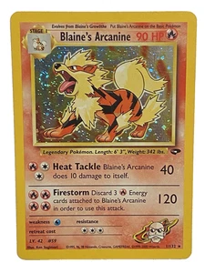 Blaine's Arcanine - 1/132 (Sfida Palestra) - LP - Holo Rara con Swirl! - Foto 1 di 5
