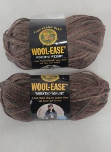 Vintage LION BRAND Wool Ease Worsted Weight Brown Wood #232 Garn eingestellt  - Bild 1 von 9