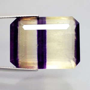 37,65 Ct Flourite Bicolore Notevole (23 x 17) Pietre Preziose Ottagonali 100% Naturali - Foto 1 di 7