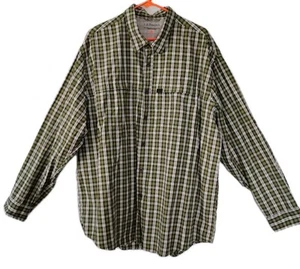 G.H. Bass & Co Fish Shirt Men's Side XXL Green Plaid Roll Sleeves Button Up - Picture 1 of 9