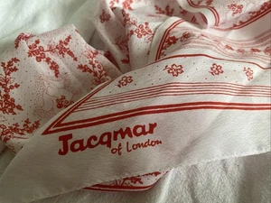Jacqmar Of London Long Scarf | Vintage Red & White Floral | Retro British Design - Picture 1 of 8
