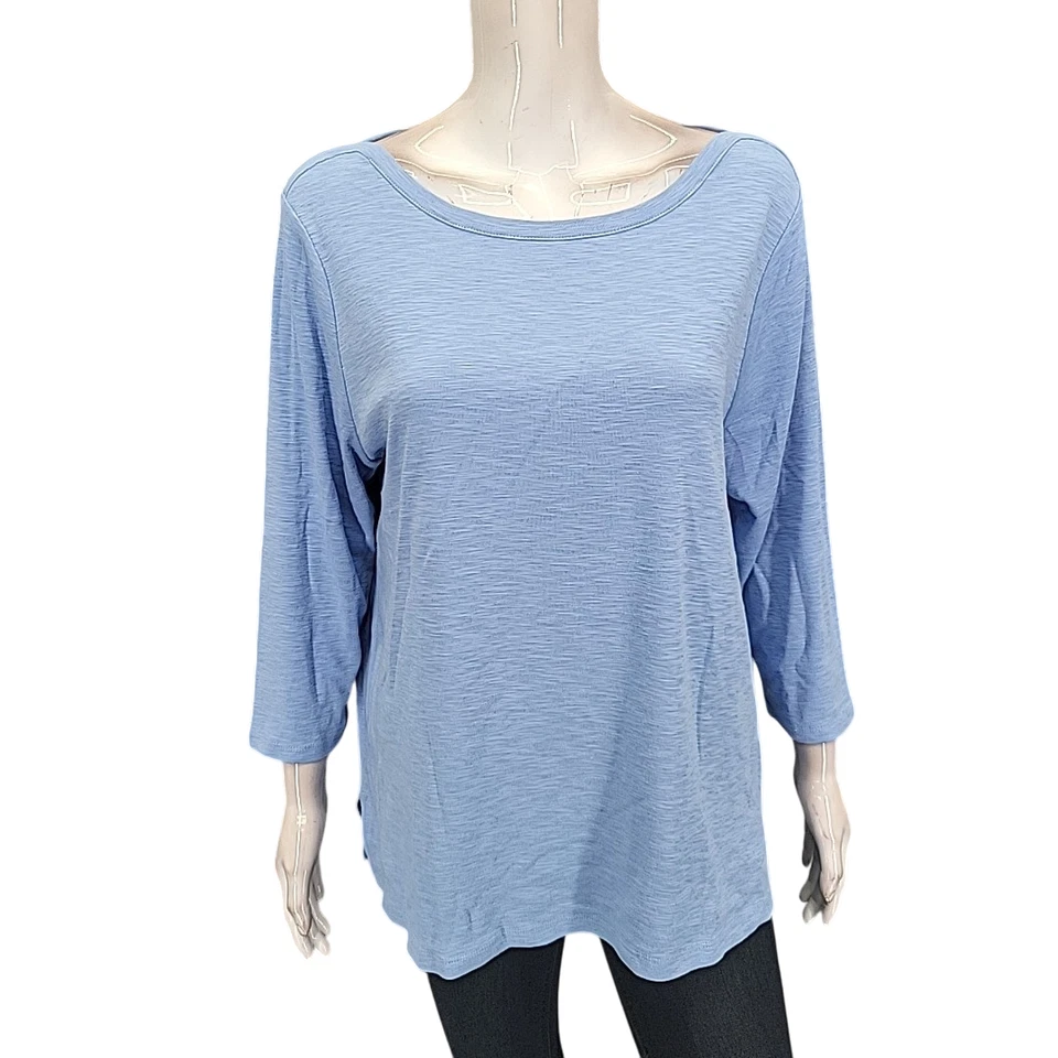 Kirkland подпись женщин хлопок верхний X-Large Sz синий 3/4 рукава футболка - Изображение 1 из 4