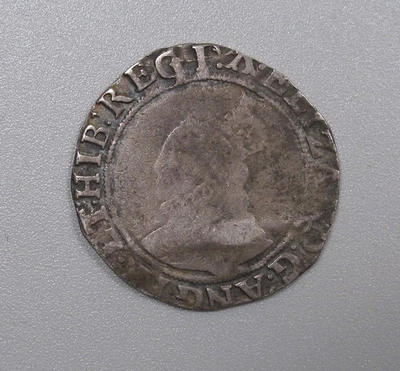 Moeda martelada muito boa 1582-1584 marca "A" prata xelim de Elizabeth I - Imagem 1 de 2