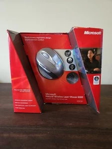 Microsoft 1083 Natural Wireless Laser Mouse 6000 - Metallic Gray Open Box Unused - Afbeelding 1 van 8