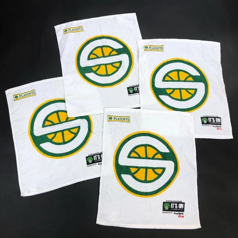 Vintage 90s Seattle Supersonics Playoffs NBA Rally Towels Lot of 4 Cover