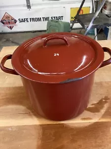 VINTAGE Red RIESSWERKE ENAMELWARE Large POT - Picture 1 of 5