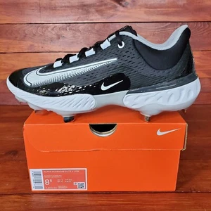 Nike Alpha Huarache Elite 4 Low Baseball Cleats Metal Men 8.5 Black White New - Picture 1 of 7