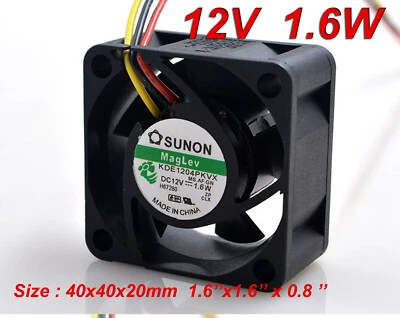 SUNON Cooling Fan KDE1204PKVX 4020 DC 12V 1.6W 4CM 40x40x20mm 1.6"x1.6"x0.8" - Image 1 of 4