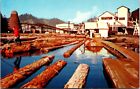 Postcard Lumber Mill in Northern California - Logs in Water