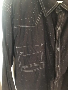 DECREE Mens Collared Long Sleeve BLK w/Grey Stitching/Flecks Epaulettes Sz XXL - Picture 1 of 9