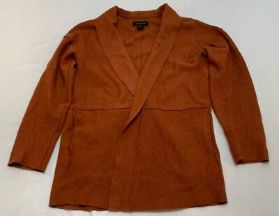 Cárdigan Tahari de gran tamaño naranja óxido marrón mezcla de lana hervida talla pequeña BohoChic Foto 1 de 4