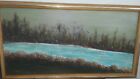 Vtg Signed River Landscape Oil Painting Beautiful Old Wood Frame