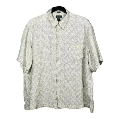 Crazy Horse Silk Button Shirt Men Size Xxl Beige Short Sleeve Pocket Workwear - Image 1 of 4