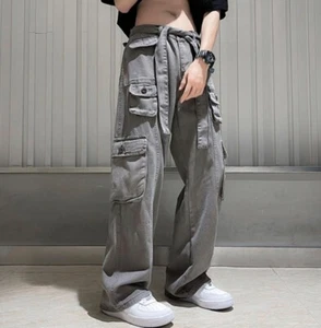 Men H Street Multi-pocket Overalls Retro Loose Cargo Casual Straight Pants - Picture 1 of 12