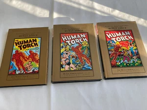 ANTORCHA HUMANA MARVEL MASTERWORKS EDAD DE ORO VOLS 1-3 FUNCIONAMIENTO COMPLETO, FUERA DE IMPRENTA TODAS LAS PRIMERAS IMPRESIONES - Imagen 1 de 7