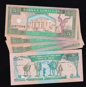 8 Consecutive 1994 Somaliland 5 Shillings, P-1, UNC's First Banknote! - Picture 1 of 1