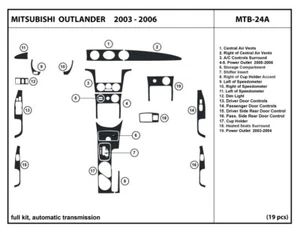 Juego de molduras de tablero de fibra de carbono real interior para Mitsubishi Outlander 2003-2006 - Imagen 1 de 1