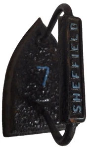 Tope de puerta vintage Sheffield #7 hierro fundido hierro triste decoración granja - Imagen 1 de 8