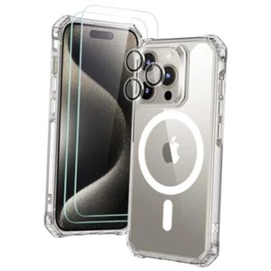 for Case, Compatible with MagSafe, Set with 2 iPhone 15 Pro Max Tough Clear - Picture 1 of 7
