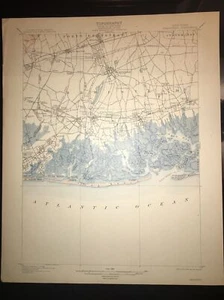 1903 USGS topo map Hempstead Quadrangle Garden City Valley Stream Long Beach - Picture 1 of 6
