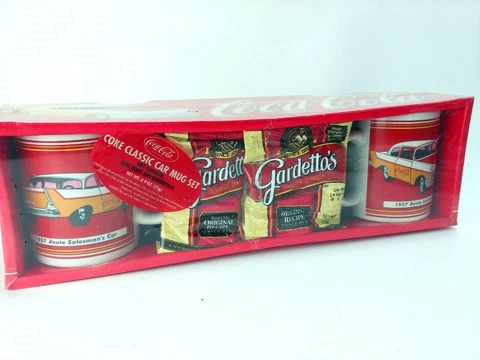 2002 Coca-COLA 1957 route salesman car souvenir cup 2 MUGS snack mix unopened Cover