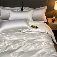 Bedding Set 4pcs 100 Silk Cotton Jacquard Duvet Cover Flat Sheet 2 Pillowcases