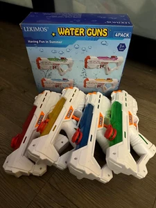 Water Guns For Kids Adults Squirt Gun 4 Pack Long Range Super Water Blaster Toy - Picture 1 of 9