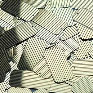 Sequin Rectangle 1.5" Gold Black Pinstripe Metallic Couture Paillettes - Picture 1 of 2