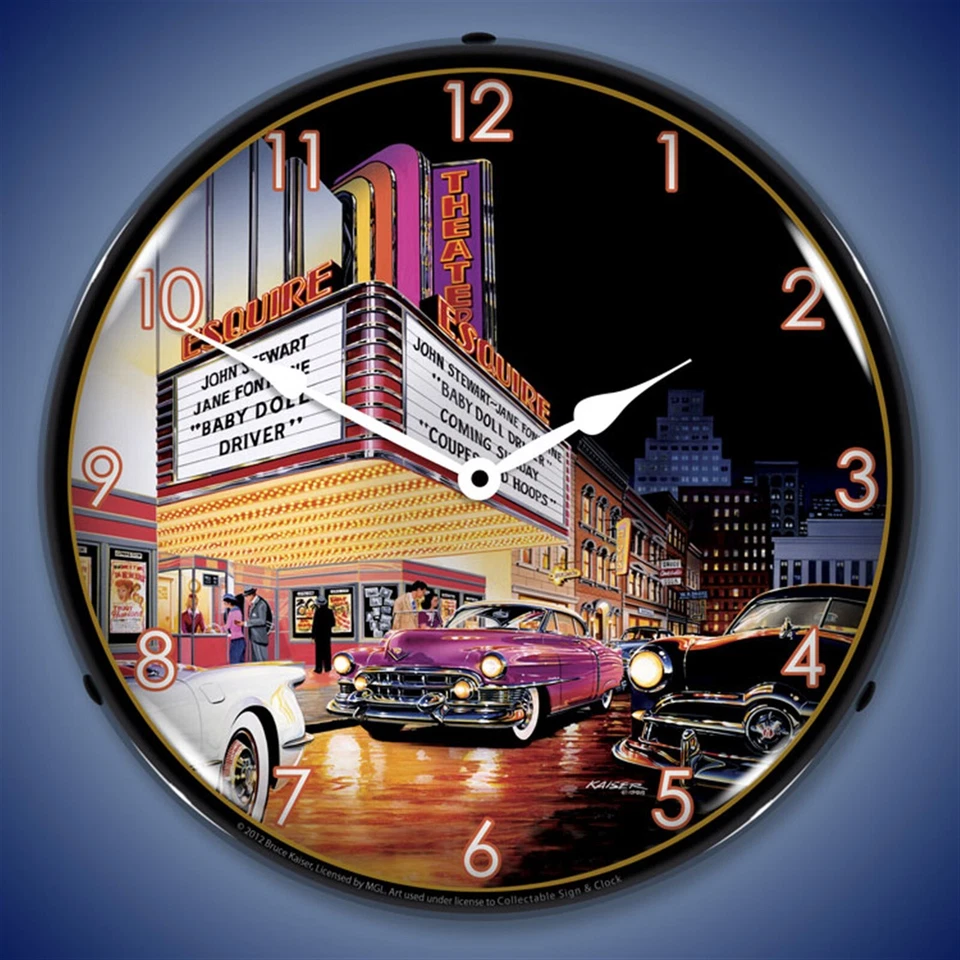Esquire Theatre Wall Clocks, LED Lighted: Bruce Kaiser - Image 1 of 1