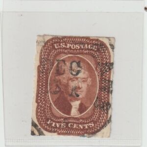 Used United States Stamp: 5Cent 1856 SC #12 F/Used (tear on left corner)