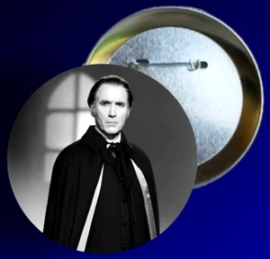 Christopher Lee Dracula 1.5" Pin Gothic Pins Vampire Button Pins Horror Gifts - Picture 1 of 3