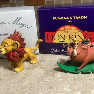 2 -disney Grolier LION KING-SIMBA & PUMBAA &TIMON -  Christmas Magic  Ornaments - Picture 1 of 3