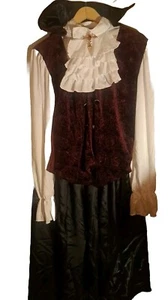 Spirit Halloween Adult Gothic Vampire Cape Ruffled Blouse Vest All Attached M - Picture 1 of 10