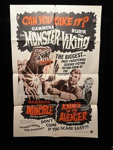 Gammera The Invincible/Knives Of The Avenger 1967 One Sheet Movie Poster Horror - Picture 1 of 1